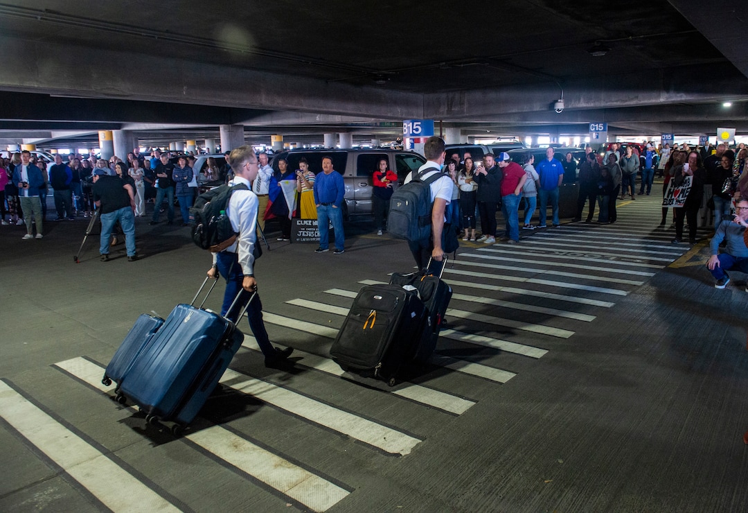 (Rick Egan  |  The Salt Lake Tribune)      Missionaries from the Philippines return Salt Lake City International Airport, Sunday, March 22, 2020.