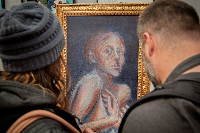 (Michael Mangum  |  Special to the Tribune) Patrons take in works of art at an exhibition called Connect at the Urban Arts Gallery in Salt Lake City, UT on Friday, November 8th, 2019.