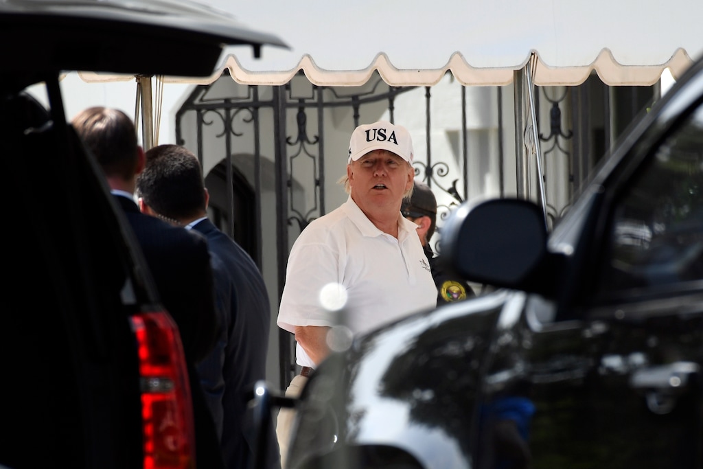 (Susan Walsh | AP Photo) President Donald Trump gets out of his car and heads into the White House in Washington, Sunday, June 16, 2019, after spending the day golfing with Sen. Lindsey Graham, R-S.C., at his golf club in Sterling, Va.