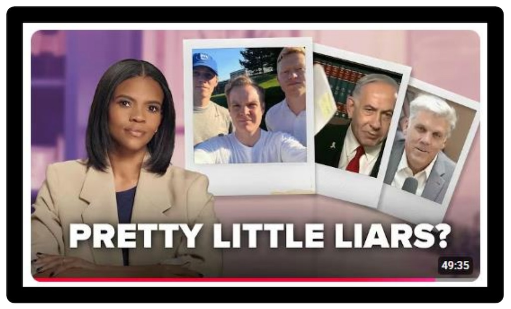 (U.S. District Court) This image is included in a lawsuit filed by Robert L. Hild, Jr., against podcaster Candace Owens. Hild, who is seen in the photo with two of his friends, says the placement of the photo next to a picture of Israeli Prime Minister Benjamin Netanyahu over the phrase “Pretty Little Liars?” and other elements imply that Hild had some role in Charlie Kirk’s assassination.