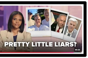 (U.S. District Court) This image is included in a lawsuit filed by Robert L. Hild, Jr., against podcaster Candace Owens. Hild, who is seen in the photo with two of his friends, says the placement of the photo next to a picture of Israeli Prime Minister Benjamin Netanyahu over the phrase “Pretty Little Liars?” and other elements imply that Hild had some role in Charlie Kirk’s assassination.