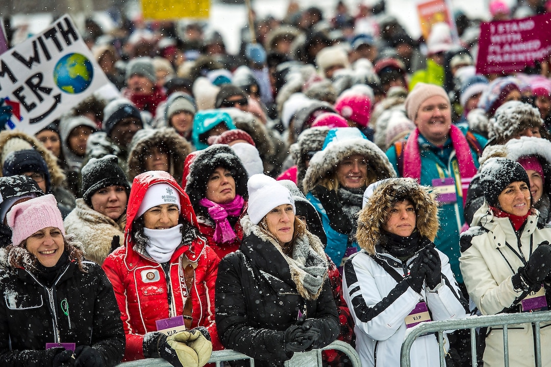 (Chris Detrick  |  The Salt Lake Tribune)  People gather during the Respect Rally Park City at City Park on Saturday, Jan. 20, 2018.