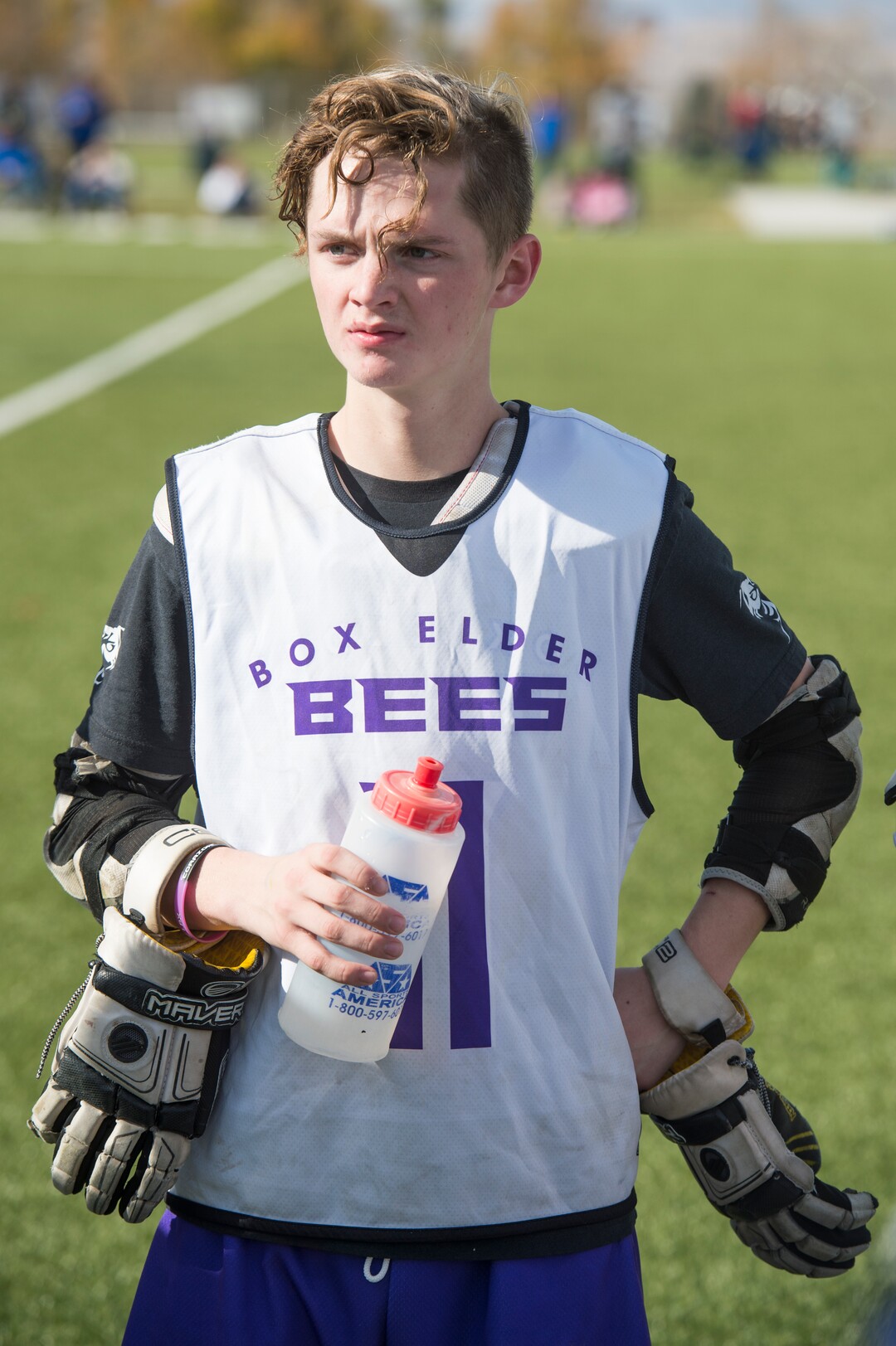 (Rick Egan | The Salt Lake Tribune) Jacob Geddie plays lacrosse for the Box Elder Bees during a tournament in Logan on Saturday, Nov. 3, 2018.