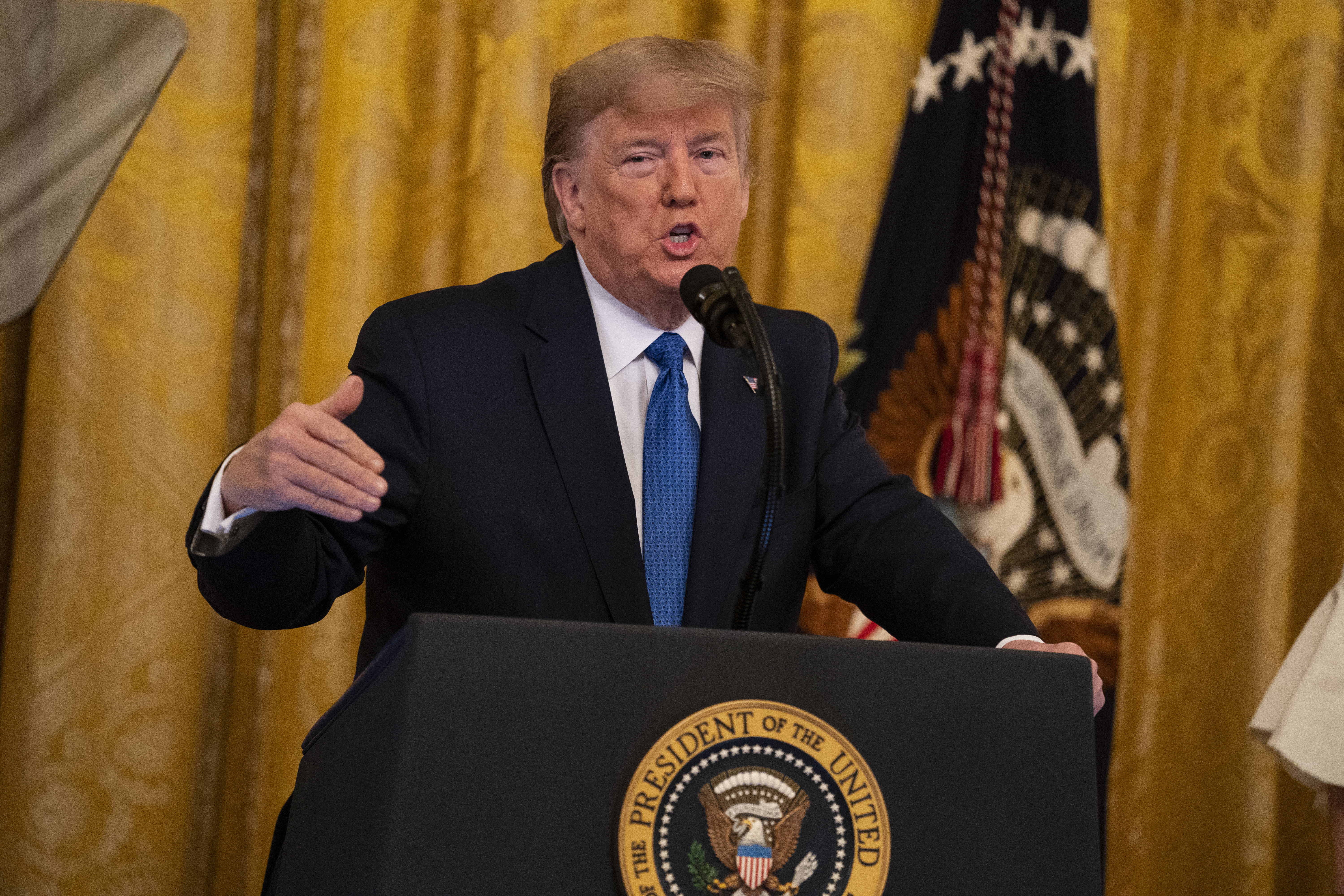 (Evan Vucci | AP) President Donald Trump speaks during an event on human trafficking in the East Room of the White House, Friday, Jan. 31, 2020, in Washington.