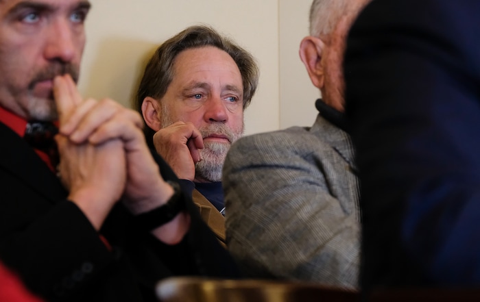 (Francisco Kjolseth  |  The Salt Lake Tribune)  Randy Gardner, brother of Ronnie Lee Gardner who was executed by firing squad by the state of Utah in 2010, talks listens to arguments for and against HB379 which would end the death penalty in Utah. The bill went on to pass out of the House Law Enforcement and Criminal Justice Standing Committee on Wednesday, Feb. 21, 2018, at the Utah Capitol. 