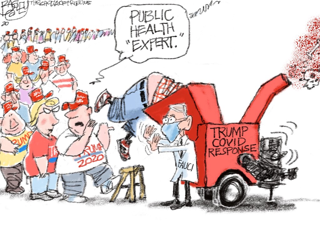 (Pat Bagley | The Salt Lake Tribune) This cartoon, titled "Dr. Donald’s Devotees," appears in The Salt Lake Tribune on Thursday, Aug. 6, 2020.