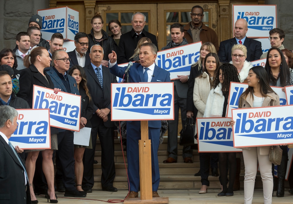 (Rick Egan  |  The Salt Lake Tribune)     Businessman David Ibarra announces that he is running for Salt Lake City mayor at City Hall on Tuesday, Nov. 27, 2018.