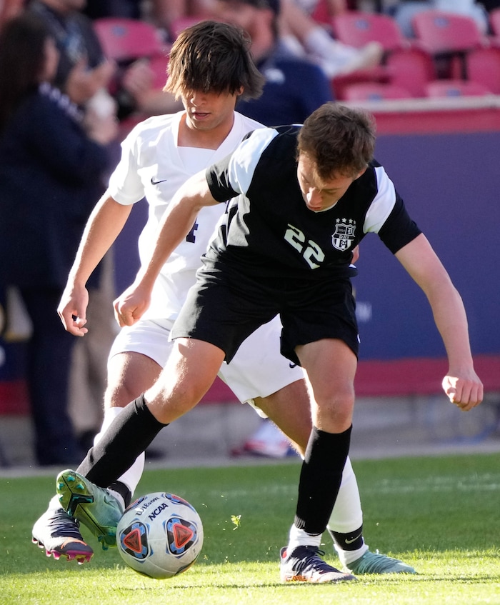 (Francisco Kjolseth | The Salt Lake Tribune) Herriman celebrates their 6A State Soccer Championship title at Rio Tinto Stadium, Wednesday, May 25, 2022. Herriman defeated Davis 1-0 with two seconds left on the clock.