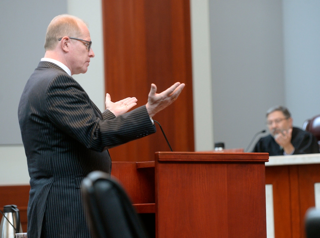 (Al Hartmann  |  The Salt Lake Tribune) 	
Attorney Edwin Wall speaks before the state Supreme Court Tuesday Sept. 12 for a married gay couple over a law that prevents married gay men from having biological children through surrogacy.  The couple says the state law prohibits them from becoming biological parents with the help of a surrogate.