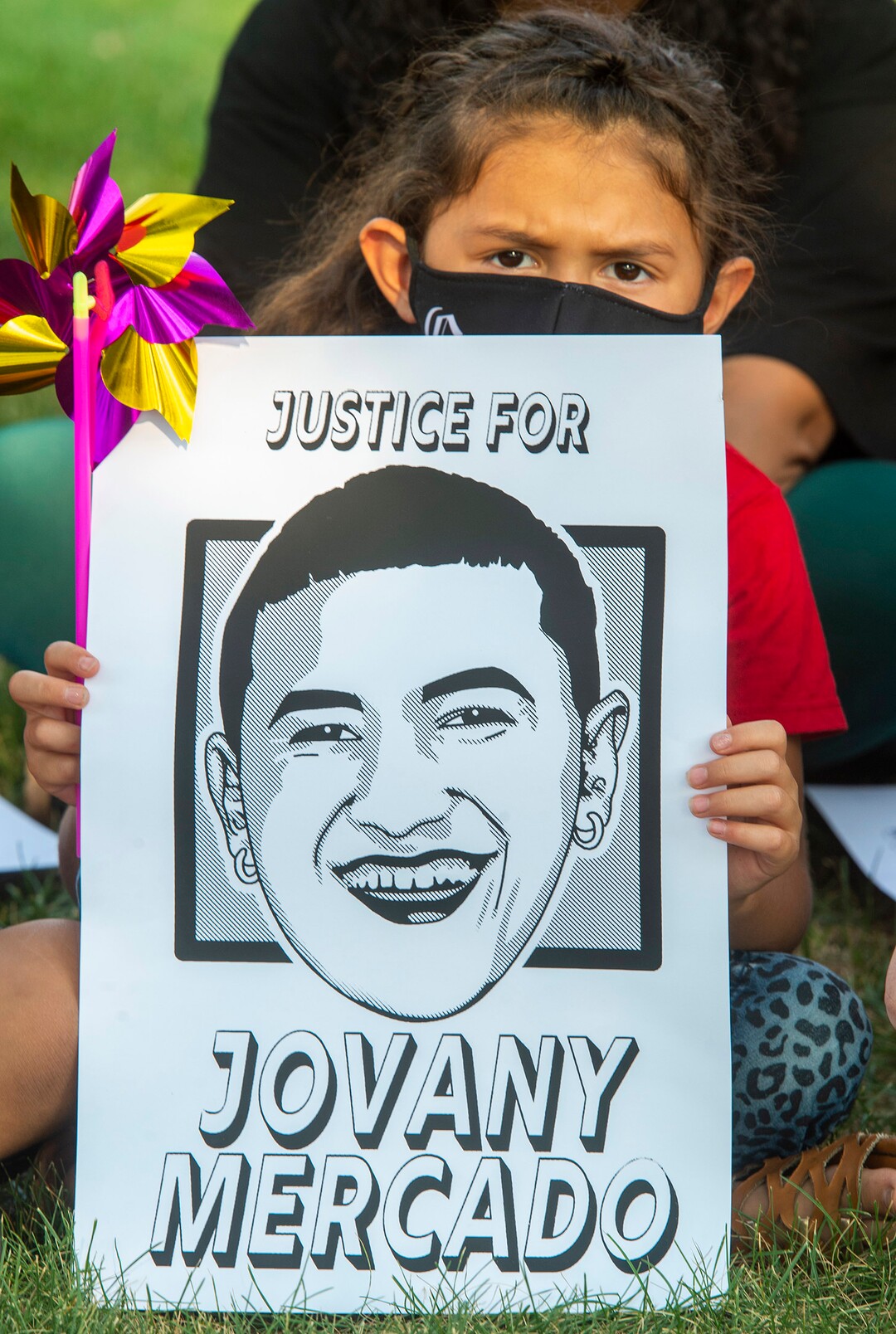 (Rick Egan  |  The Salt Lake Tribune)     Roserie Mercado, the 8-year-old daughter of Jovany Marcado during the Dance Dance for Revolution protest in Rose Park on Sunday, Aug. 23, 2020. Jovany Mercardo who was shot last August by Ogden police by four officers, hitting his body sixteen times.