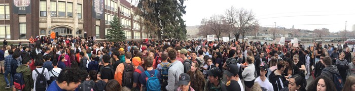 (Francisco Kjolseth |  The Salt Lake Tribune) Students at West High School in Salt Lake City participate in a nationwide demonstration for better gun safety laws on March 14, 2018.