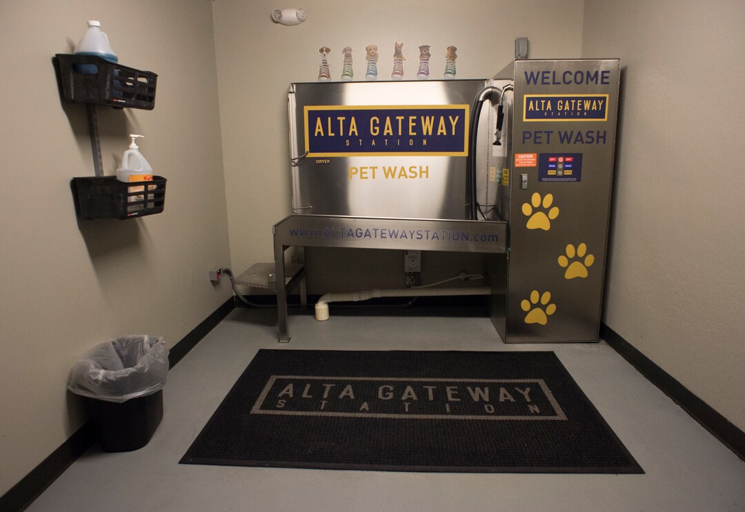 (Rick Egan  |  The Salt Lake Tribune)        Dog washing station, at Alta Gateway Station located at 505 West 100 South, is the first LEED Platinum certification for a multifamily apartment building in Utah. Wednesday, June 20, 2018.