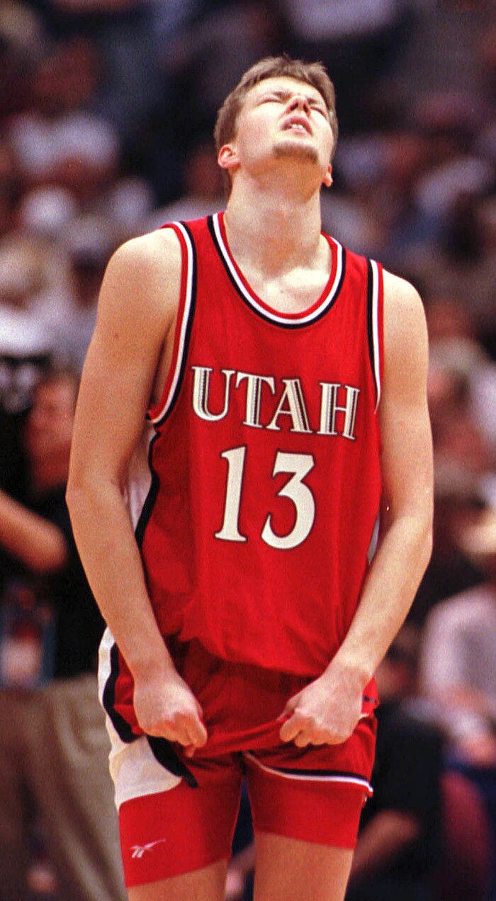 (Trent Nelson  |  Tribune file photo)  Utah's Hanno Mottola agonizes in the final seconds of their loss to Kentucky in the  1998 national championship at the Alamodome in San Antonio, Texas.