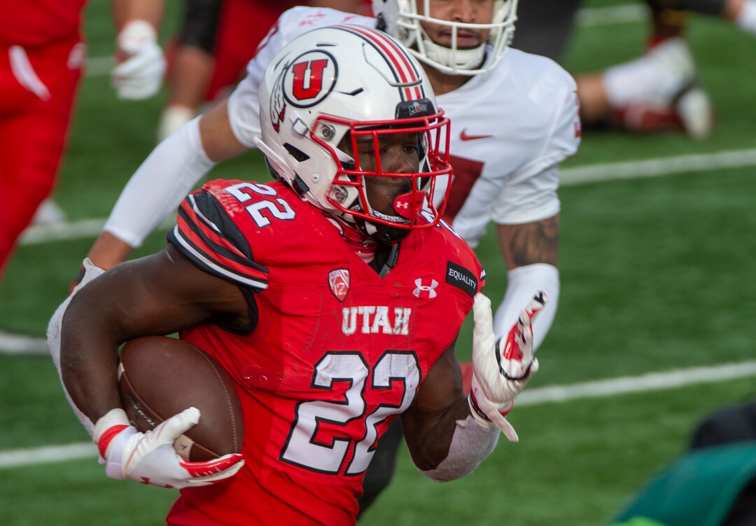 (Rick Egan | The Salt Lake Tribune) Utah  running back Ty Jordan (22) runs for a touchdown, in PAC-12 football acton between Utah Utes and Washington State Cougars at Rice-Eccles Stadium on Saturday, Dec. 19, 2020. . Jordan died this week in Texas.