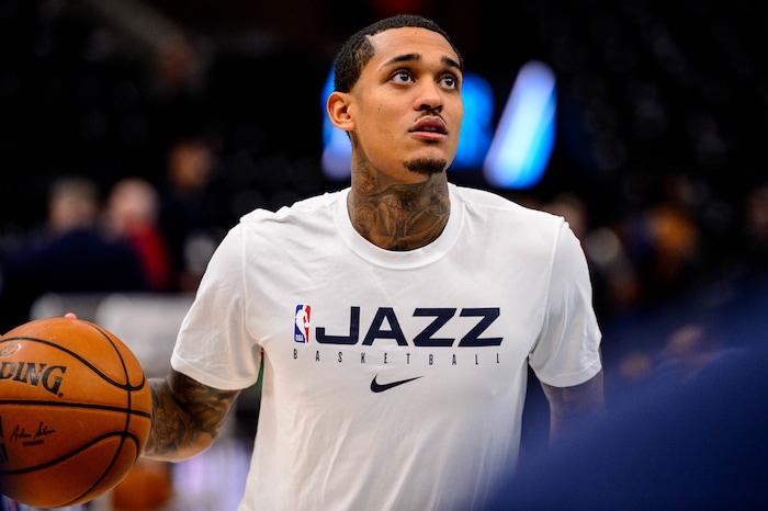 (Trent Nelson  |  The Salt Lake Tribune) Utah Jazz guard Jordan Clarkson warms up as the Utah Jazz host the Portland Trail Blazers, NBA basketball in Salt Lake City on Thursday, Dec. 26, 2019.