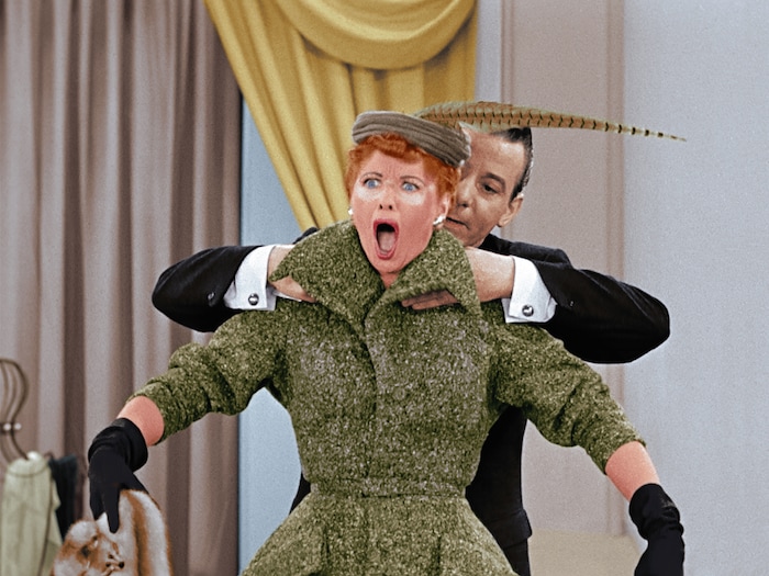 (Photo courtesy CBS) Lucy Ricardo (Lucille Ball) suffers a bit of a sunburn in the “The Fashion Show” episode of “I Love Lucy.”