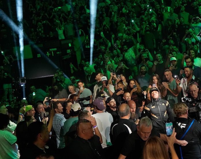 (Francisco Kjolseth | The Salt Lake Tribune) Nigerian UFC fighter Kamaru Usman walks into a packed Vivint Arena for the start of his welterweight UFC 278 mixed martial arts title bout on Saturday, Aug. 20, 2022.