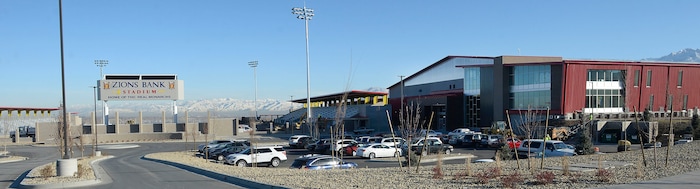 (Al Hartmann  |  The Salt Lake Tribune) 	
 RSL Academy charter school at right is next to the Zions Bank Stadium, home of the Real Monarchs.  The charter school is up and running as the stadium is being finished.  There are also five side by side outdoor soccer practice fields and an indoor arena housing two more fields.  