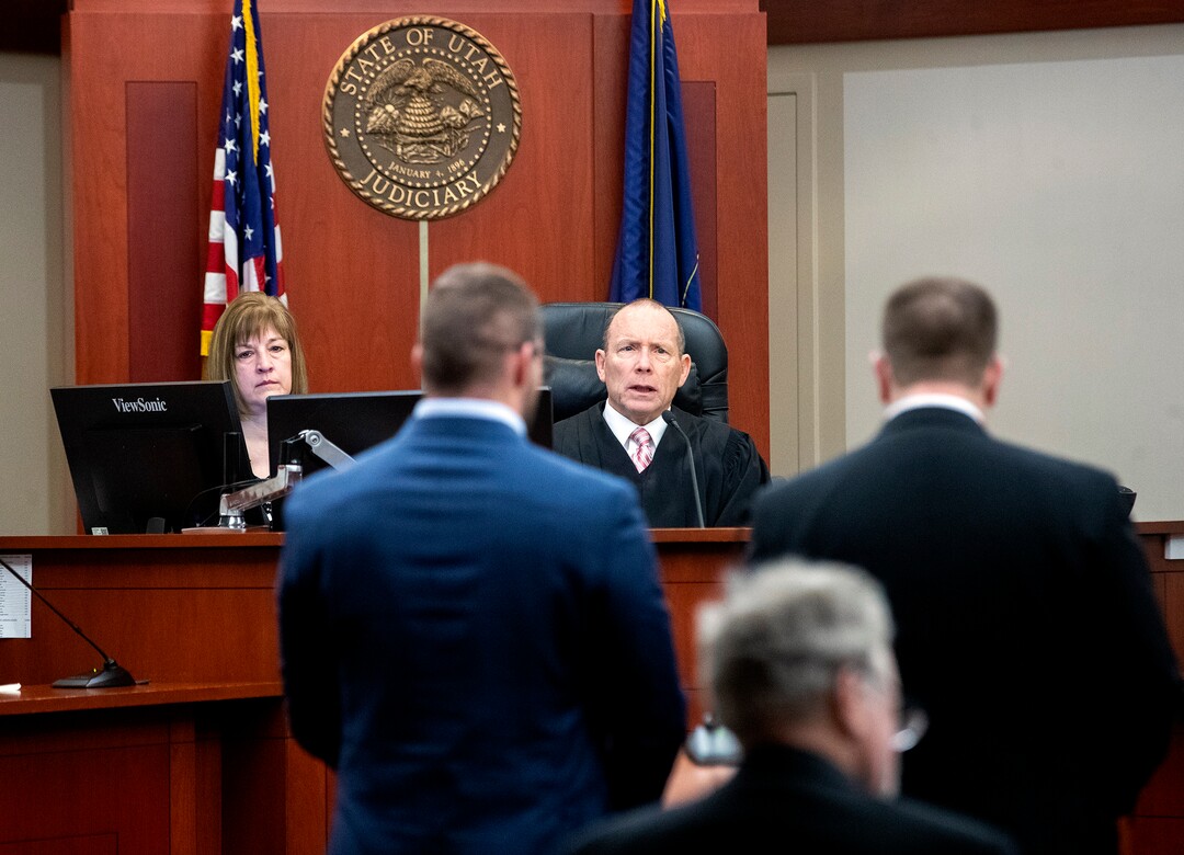 (Scott G Winterton  |  Deseret News/Pool) Juvenile Judge Renee Jiminez sits in with Judge Paul B. Parker on Friday, Dec. 13, 2019. Utah's juvenile judges will soon begin taking on cases in adult court, a move to help relieve crowded courtrooms in the state's most populated judicial district.