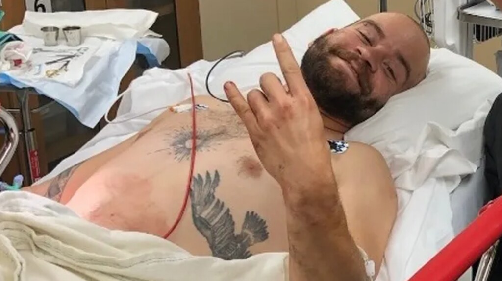 (Via GoFundMe) Halen Carbajal is photographed in a hospital after being gored by a buffalo.