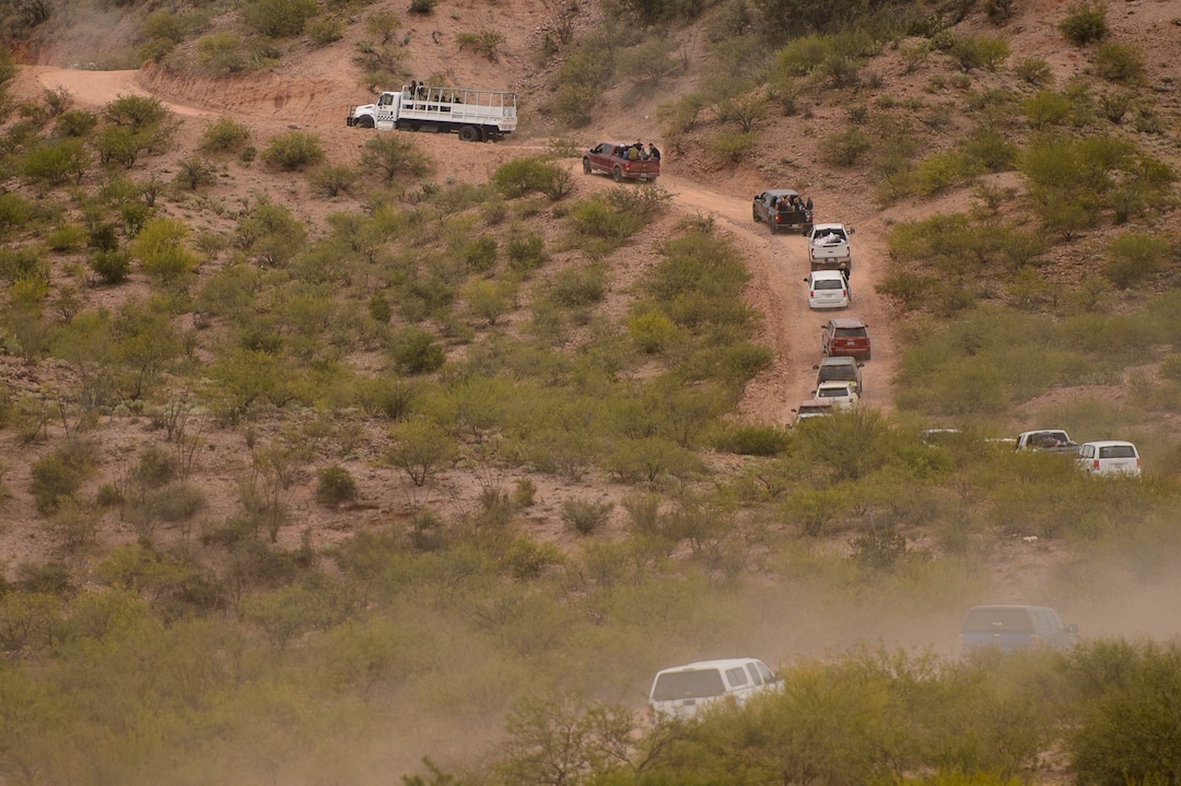 (Trent Nelson  |  The Salt Lake Tribune)A convoy carries the remains of the Miller children, who were killed by gunman, to a funeral in Colonia LeBaron, Chihuahua on Friday Nov. 8, 2019. The Miller children are Howard Jacob Jr., 12; Krystal Bellaine, 10; Titus Alvin Miller, 8 months; and his twin sister, Tiana Gricel.