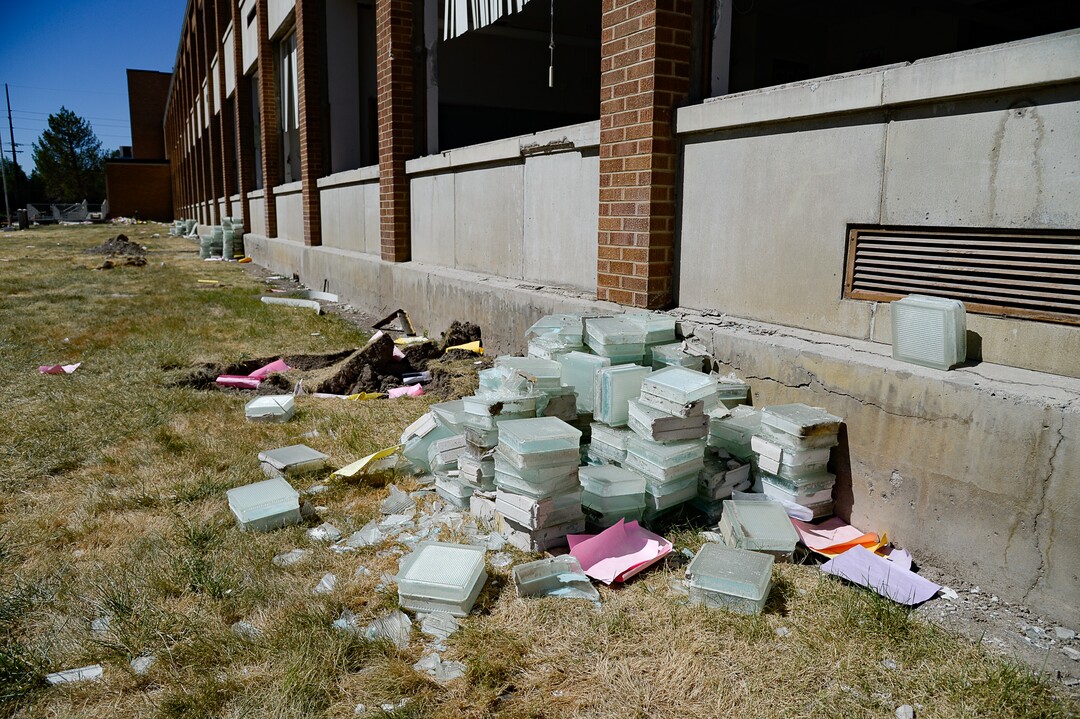 (Francisco Kjolseth  |  The Salt Lake Tribune)  Work begins tearing down the old West Jordan Middle School, 7550 S. Redwood Road, the oldest school in the Jordan School District on Tuesday, July 16, 2019.
