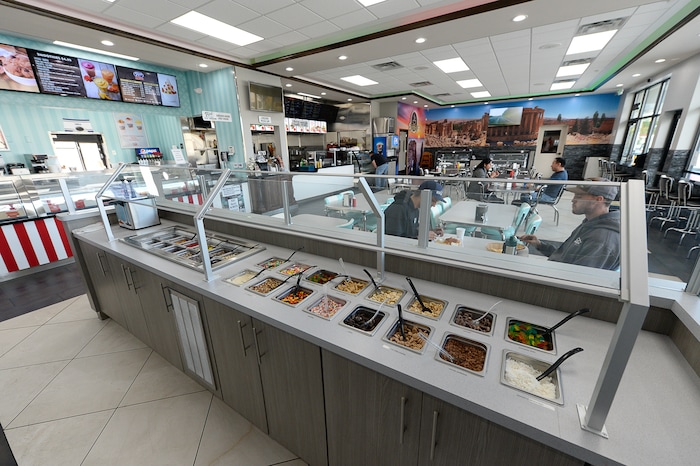 (Francisco Kjolseth  |  The Salt Lake Tribune) Ice cream from one of Utah’s oldest creameries — Farr Better Ice Cream — shares space with Beirut Café and caters to high school students next door at Cottonwood High School.