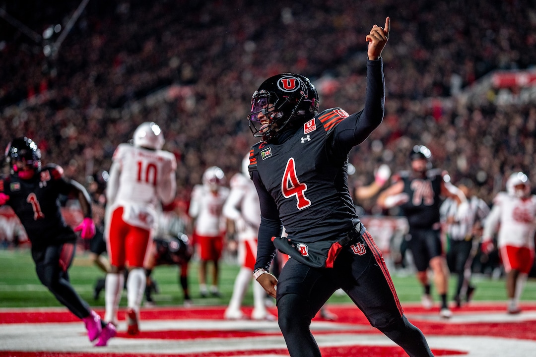 (Trent Nelson  |  The Salt Lake Tribune) Utah Utes quarterback Devon Dampier (4) scores a touchdown in the fourth quarter as Utah hosts Houston, NCAA football at Rice-Eccles Stadium in Salt Lake City on Saturday, Oct. 24, 2026.