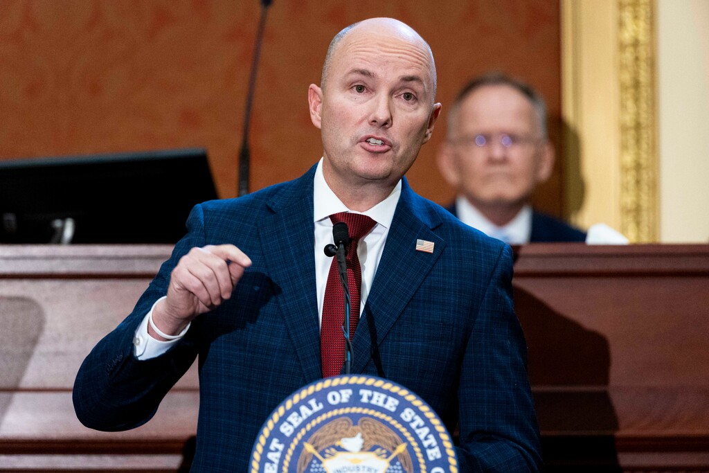 (POOL) Gov. Spencer Cox delivers his 2025 State of the State address in the House chamber at the Capitol in Salt Lake City on Thursday, Jan. 23, 2025.