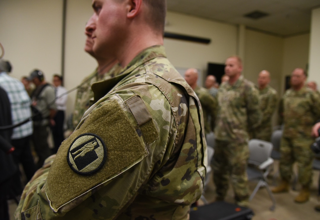 (Francisco Kjolseth  |  The Salt Lake Tribune)  Soldiers attend a press event where Gov. Gary R. Herbert and Maj. Gen. Jefferson S. Burton address the media on Sunday, Nov. 4, 2018, in Draper, UT, regarding the recent death of North Ogden Mayor Brent Taylor a major in the Utah National Guard, killed in Afghanistan in an apparent insider attack.