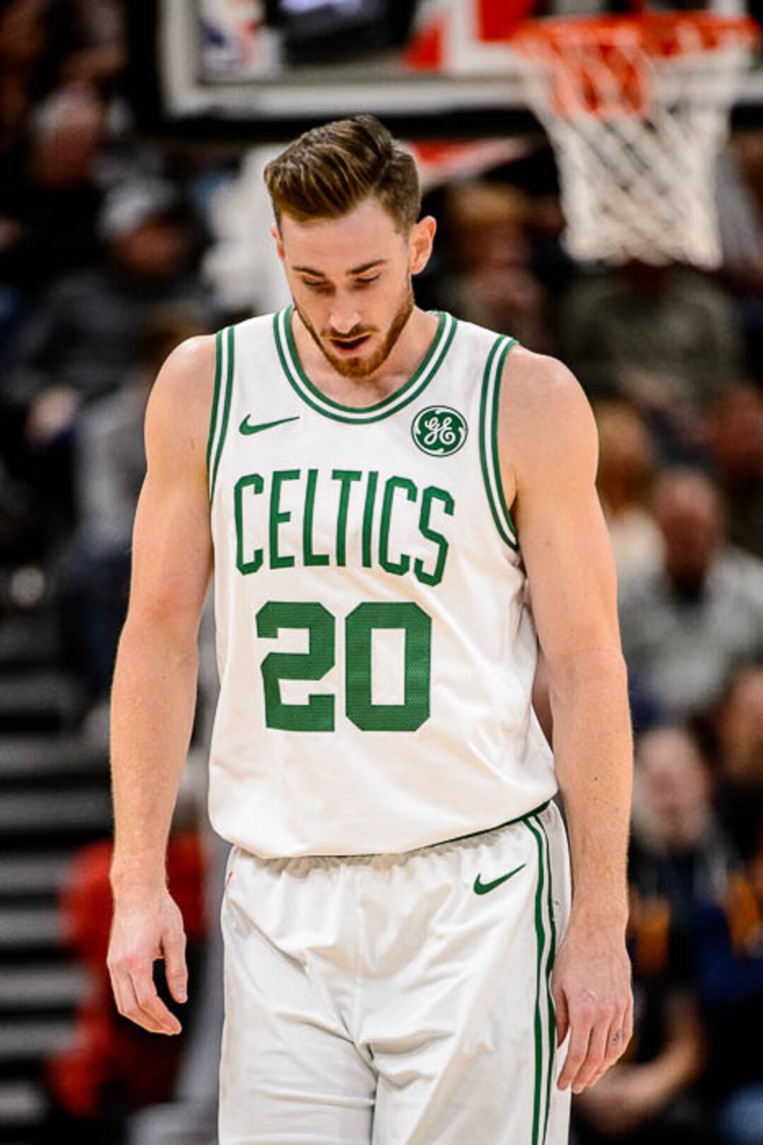 (Trent Nelson | The Salt Lake Tribune)  Boston Celtics forward Gordon Hayward (20). Utah Jazz vs. Boston Celtics, NBA basketball in Salt Lake City on Friday Nov. 9, 2018.