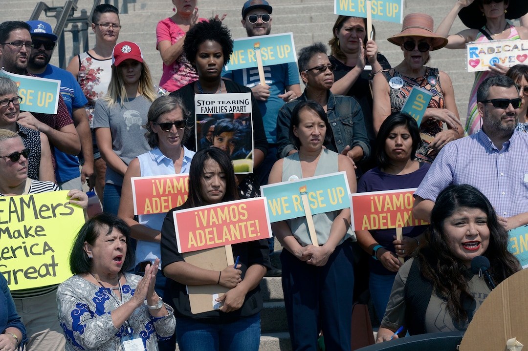 (Al Hartmann  |  The Salt Lake Tribune) 	
"Dreamer" Mayra Cedano speaks to a diverse group that gathered on the steps of the Utah Capitol on Tuesday Sept. 5, 2017.  Comunidades Unidas (Communities United), which organized the event, said that that the Trump adminstration's plans to end the DACA program is bad for Utah's families and economy. Individuals including 'Dreamers" spoke out for Congress to come up with alternative legislation.