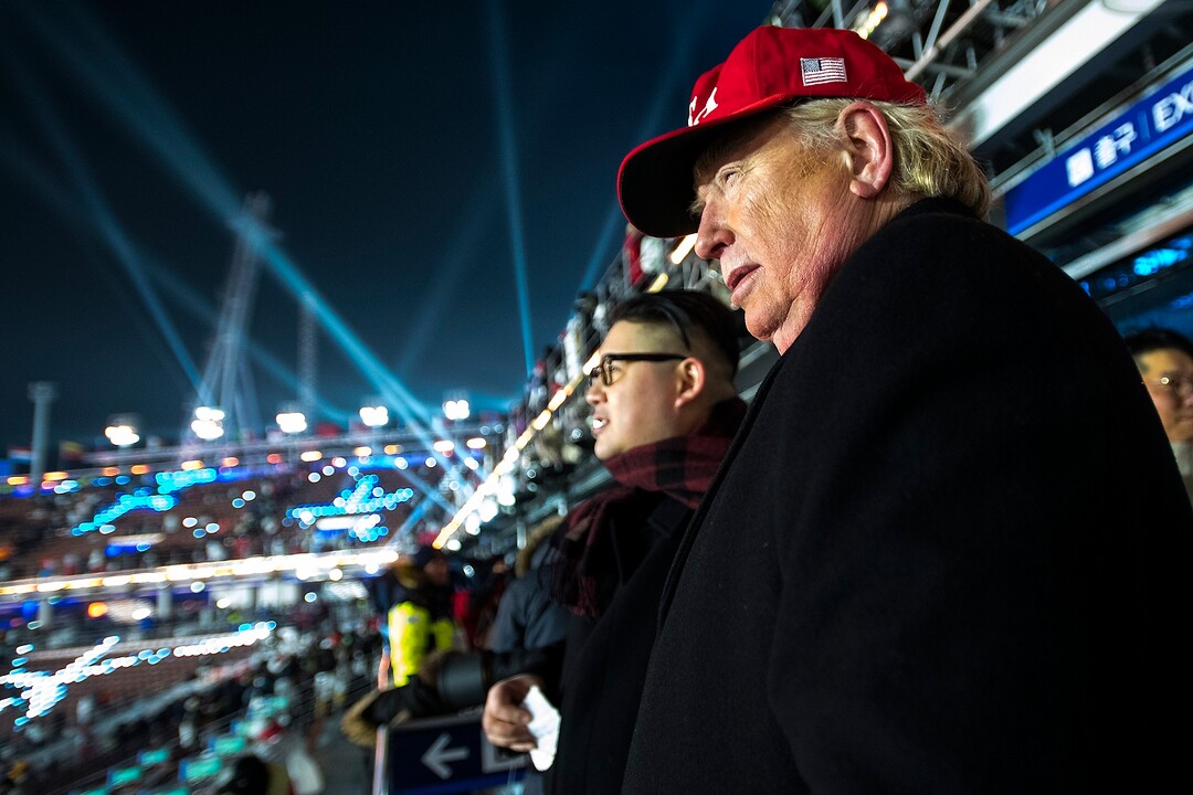 (Chris Detrick  |  The Salt Lake Tribune)  Men dressed up as U.S. President Donald Trump and Supreme Leader of North Korea Kim Jong Un attend the Pyeongchang 2018 Winter Olympics opening ceremony at Olympic Stadium Friday, February 9, 2018.  