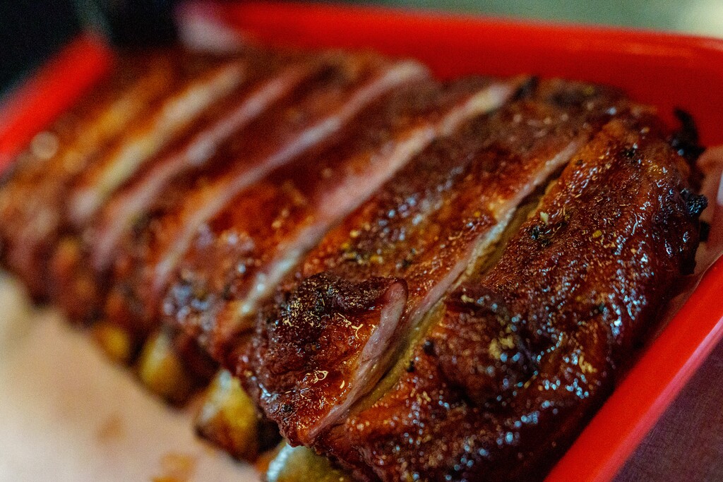 (Trent Nelson  |  The Salt Lake Tribune) St. Louis Spare Ribs at Salt City Barbecue in the Woodbine Food Hall, Salt Lake City on Friday, March 21, 2025.