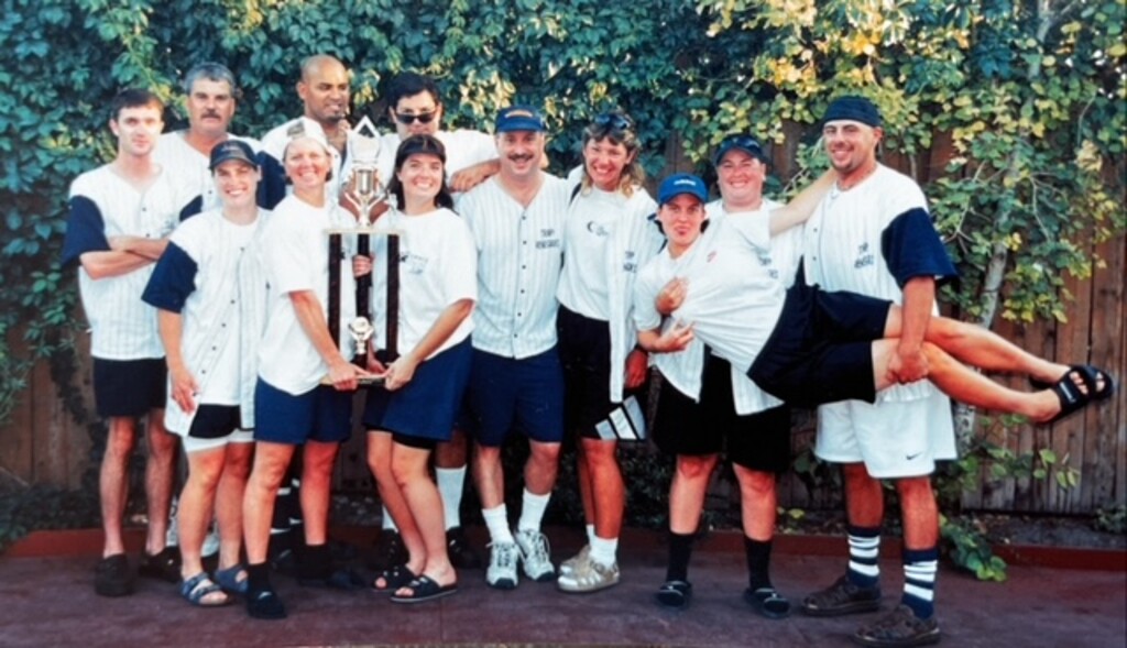 (Courtesy Jeff Freedman) The Renegades, an LGBTQ softball team, celebrates winning the Salt Lake County Recreational League co-ed division championship in 1996 — a gay team in a straight league, and a symbol of empowerment for Utah's LGBTQ community.