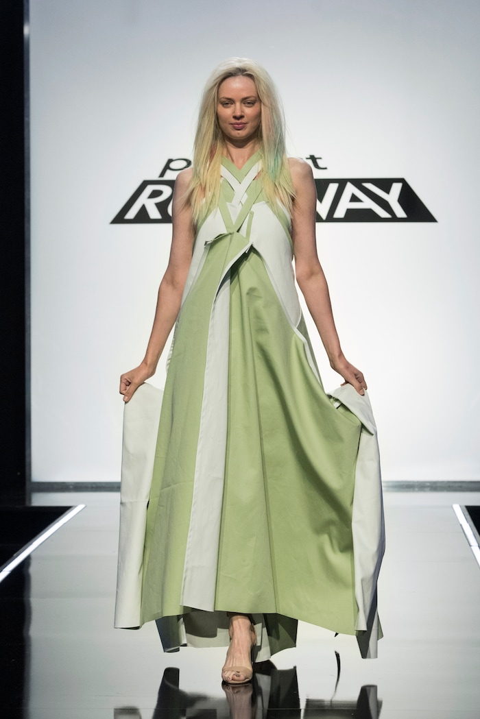 (Photo courtesy of Barbara Nitke/Lifetime) Brandon Kee’s final design for the ninth challenge of “Project Runway's” Season 16.  He got one of the high scores in this challenge.