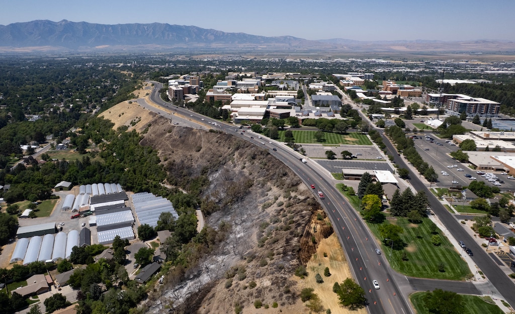 (Francisco Kjolseth | The Salt Lake Tribune) The burn scar from the Canyon Road Fire in Logan. Some nearby residents did not receive evacuation messages from the city's emergency alert system.