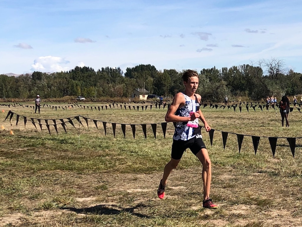 (Photo courtesy of Carson Belnap) Stansbury High School senior Carson Belnap competes in a cross country race. Belnap was named the Gatorade Utah Boys' Cross Country Runner of the Year.