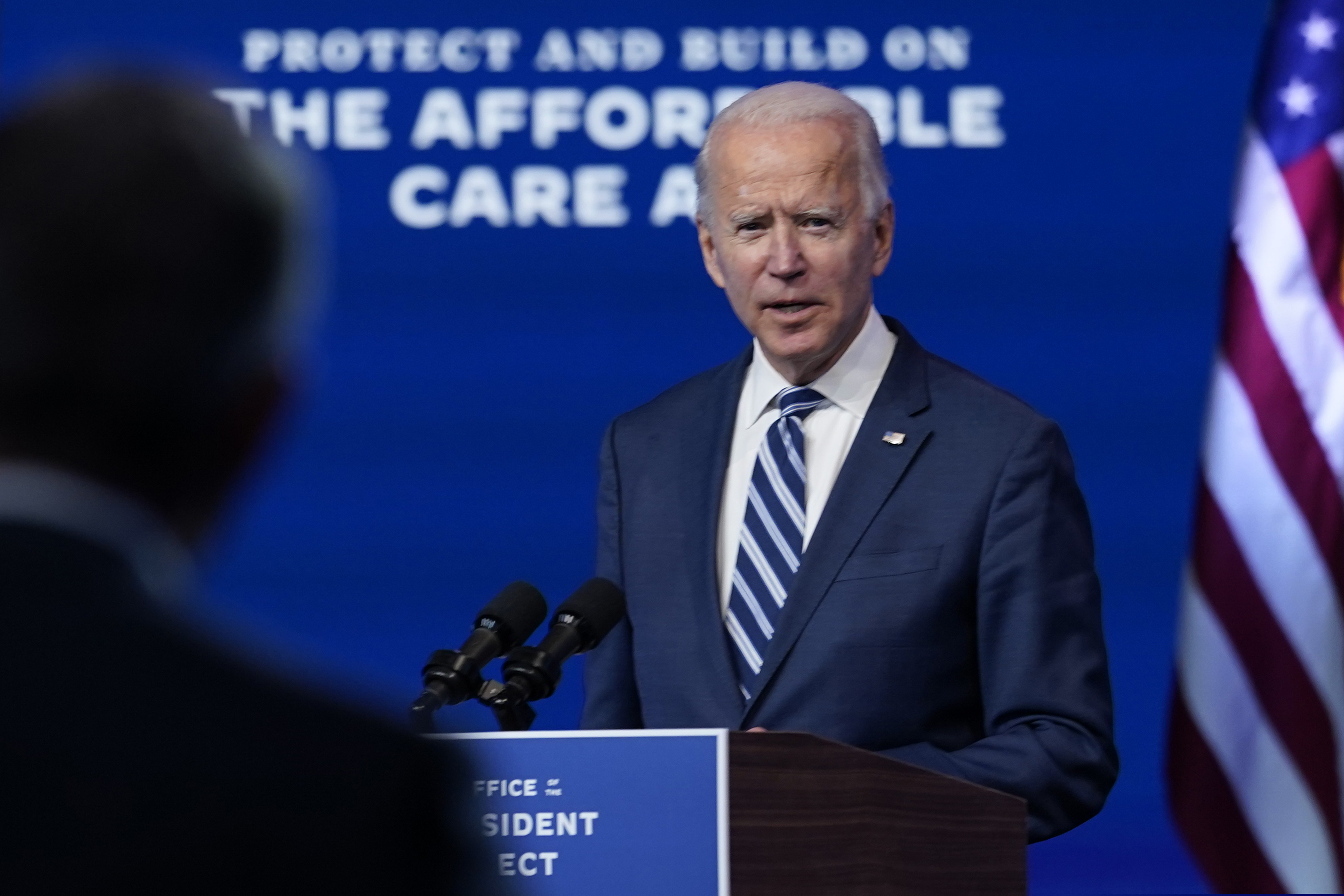 (Carolyn Kaster | AP photo)

President-elect Joe Biden answers a reporter's question at The Queen theater Tuesday in Wilmington, Del.