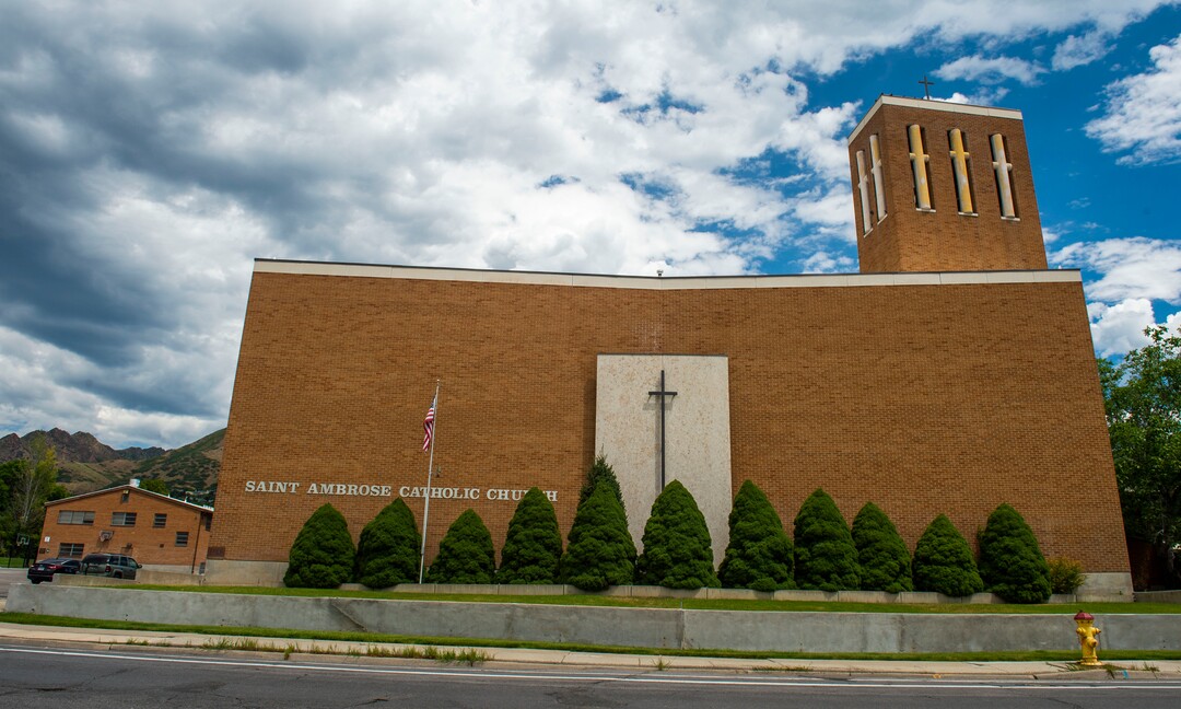 (Rick Egan  |  The Salt Lake Tribune)     St. Ambrose Church and J.E. Cosgriff Memorial Catholic School, Monday, July 29, 2019.