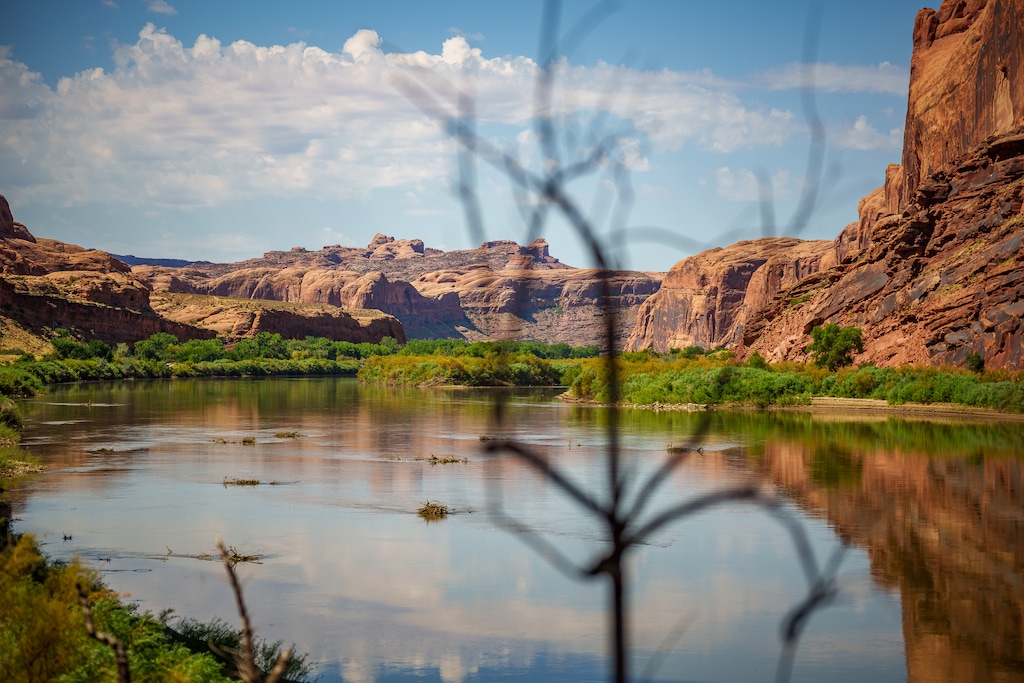 (Trent Nelson  |  The Salt Lake Tribune) The Colorado River flowing next to Kane Creek Blvd in Moab on Thursday, July 27, 2023. A recent analysis ranked Moab the third most "Instagrammable" city with a population of less than 300,000.
