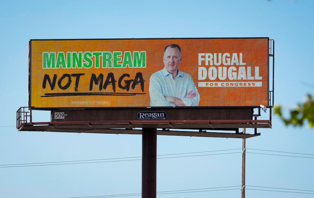 (Bethany Baker | The Salt Lake Tribune) A billboard supporting John Dougal’s run to represent Utah's 3rd district in Congress is visible from Interstate 15 near South Salt Lake on Thursday, June 13, 2024.