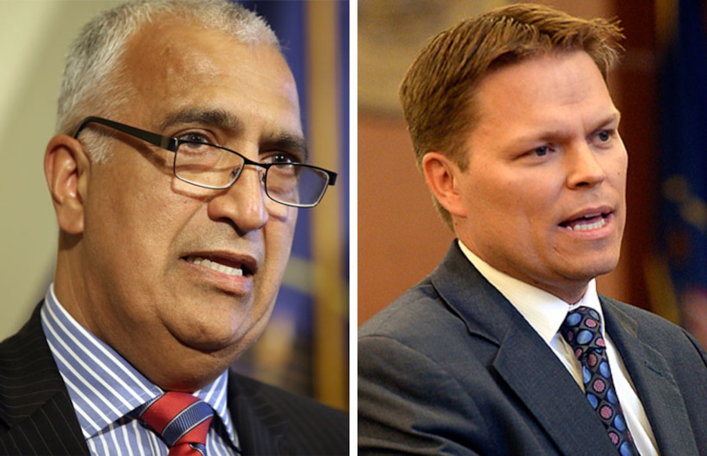 (Tribune file photos) Sim Gill and Nathan Evershed
