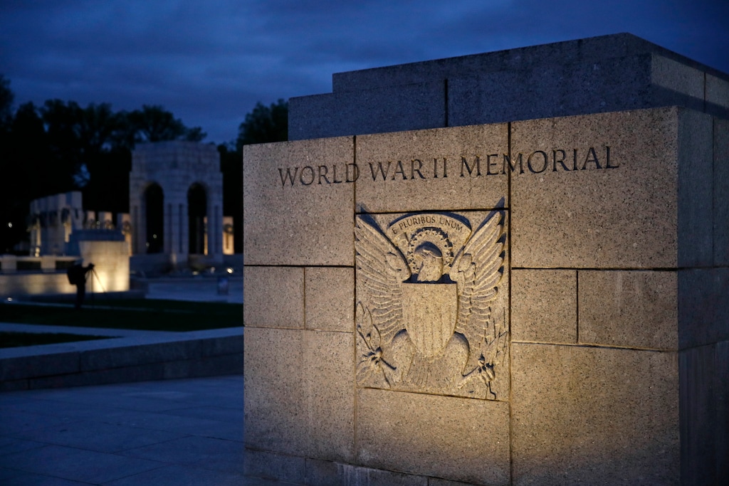 This May 6, 2020, photo shows the World War II Memorial in Washington. (AP Photo/Patrick Semansky)
