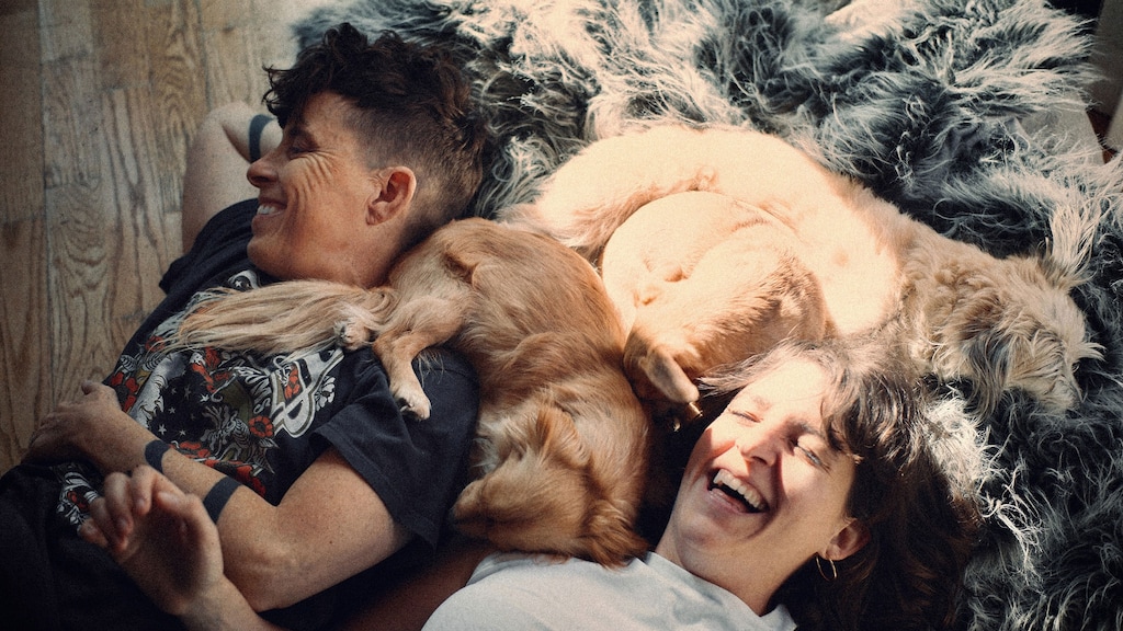 (Brandon Somerholder | Sundance Institute) Poets Andrea Gibson and Megan Falley, and their dogs, appear in director Ryan White's documentary "Come See Me in the Good Light," the winner of the Festival Favorites award at the 2025 Sundance Film Festival.