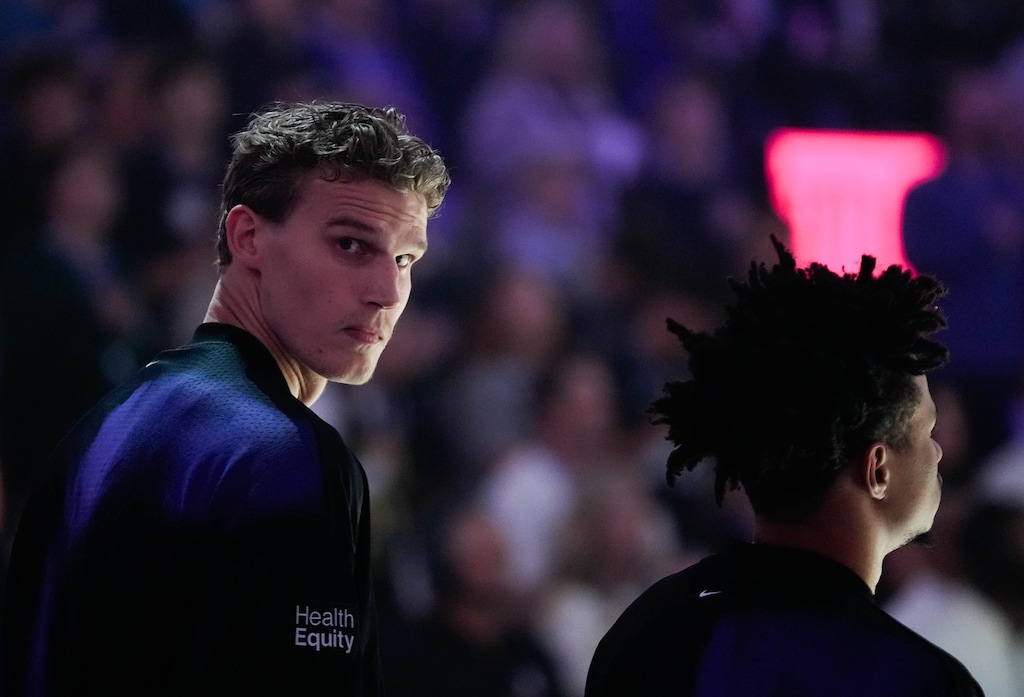 (Francisco Kjolseth | The Salt Lake Tribune) Utah Jazz forward Lauri Markkanen (23) during an NBA preseason game between the San Antonio Spurs and the Utah Jazz at the Delta Center on Monday, Oct. 12, 2026.