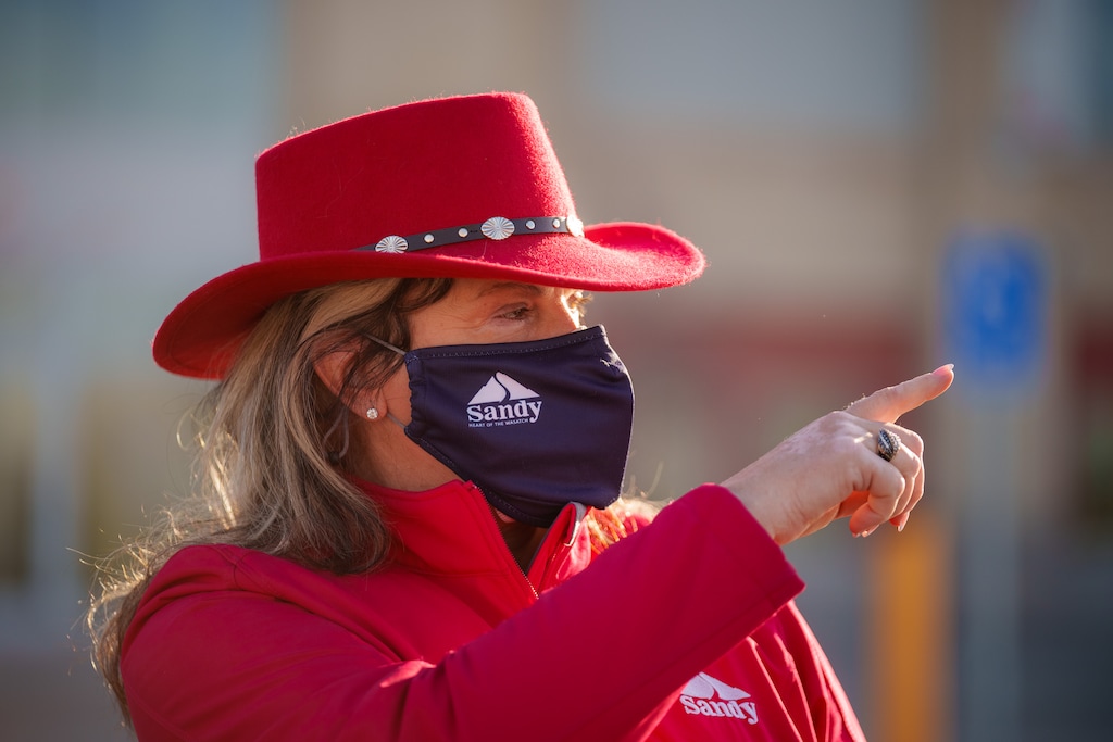 (Trent Nelson  |  The Salt Lake Tribune) New Sandy Mayor Monica Zoltanski tours Rio Tinto Stadium in Sandy on Wednesday, Jan. 12, 2022.