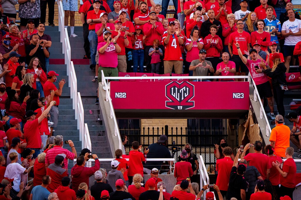 (Trent Nelson  |  The Salt Lake Tribune) A memorial to Ty Jordan at portal 22 in Rice-Eccles Stadium as the Utah Utes host the Weber State Wildcats in Salt Lake City on Thursday, Sept. 2, 2021.