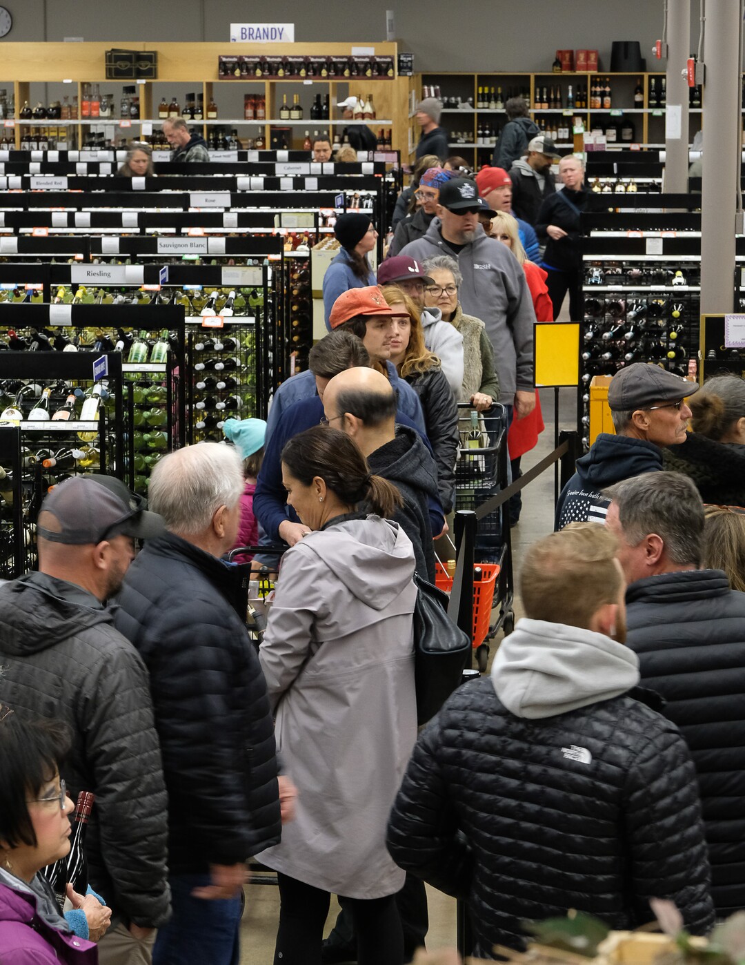 (Francisco Kjolseth  |  The Salt Lake Tribune)  The day before Thanksgiving is the busiest day of the year at Utah's state-run liquor stores, and the store in Cottonwood Heights at 1863 E. Fort Union Blvd., makes the most sales in the state, as long lines form inside the store.