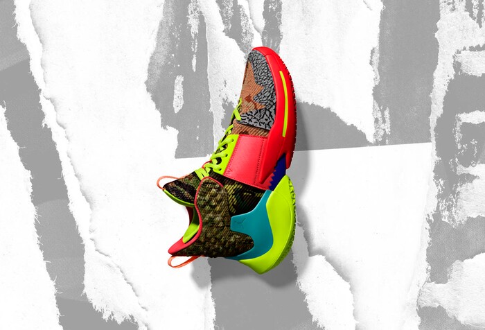 In this undated image provided by Nike, a shoe that Oklahoma City Thunder's Russell Westbrook will wear for the NBA All-Star Game is shown. The 68th NBA All-Star Game will be played in Charlotte, N.C. on Feb. 17, 2019. (Nike via AP)
